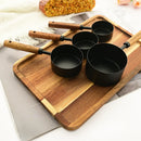 Axyaa Stainless Steel Measuring Cups & Spoons Set with Wooden Handle