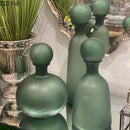 Frosted Glass Vase with Artificial Flowers - Axyaa Aesthetic Decor