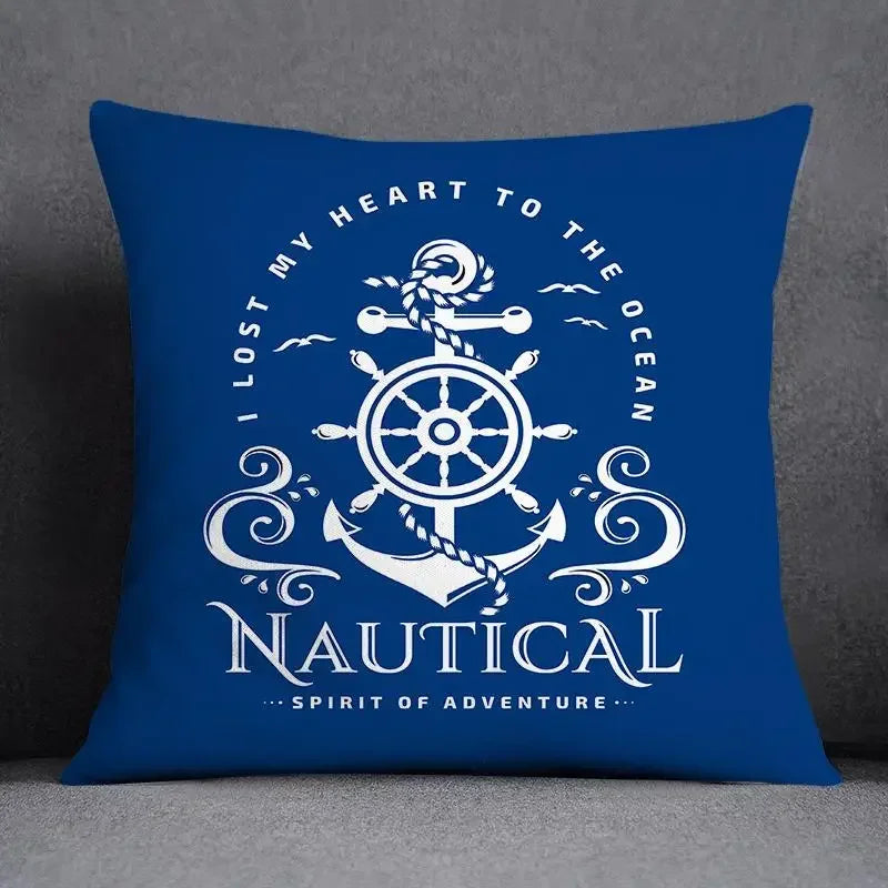 Axyaa Blue Mermaid Sailor Marines Polyester Pillowcase Home Office Decor
