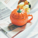 Axyaa Ceramic Pumpkin Thermos Cup with Lid - Halloween Gift Mug