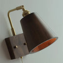 Axyaa Loft Wood LED Wall Light Fixture Vintage Walnut Bedside Lamp