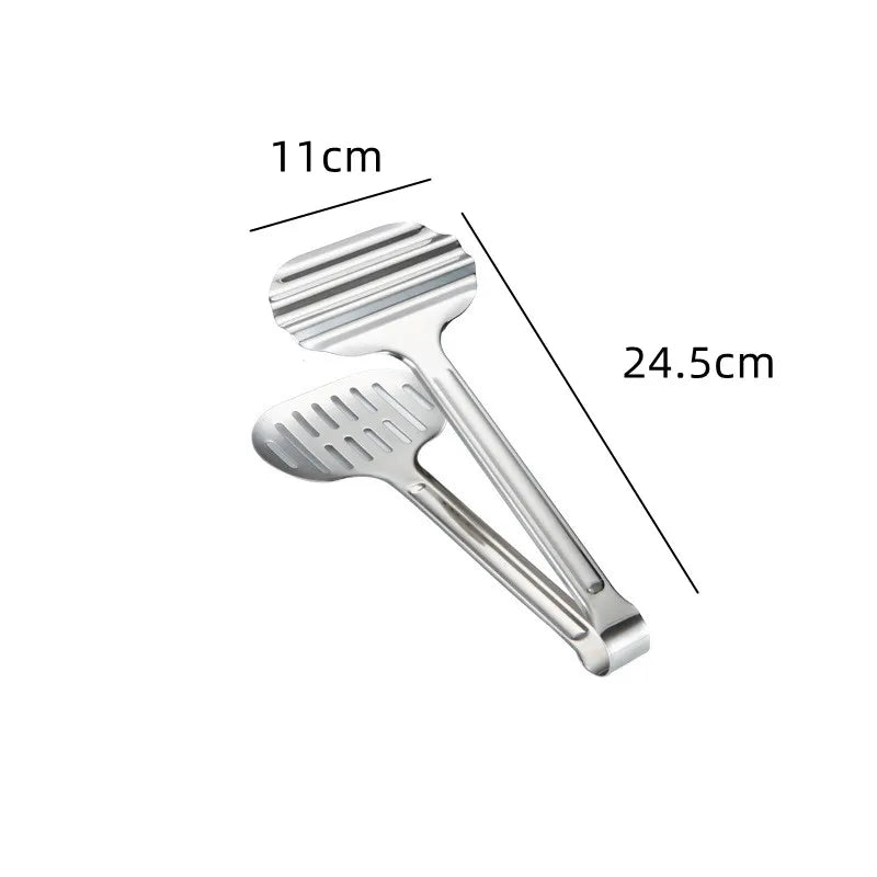 Axyaa Stainless Steel Food Tongs for BBQ Steak Bread & Kitchen Cooking