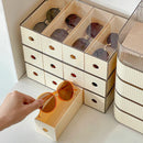 Axyaa Acrylic Glasses Storage Box | Stackable Drawer Display Stand | Multi-Grid Organizer