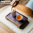 Axyaa Bamboo Flower Tea Tray Cake Rack Teaware Storage Board Tea Furniture