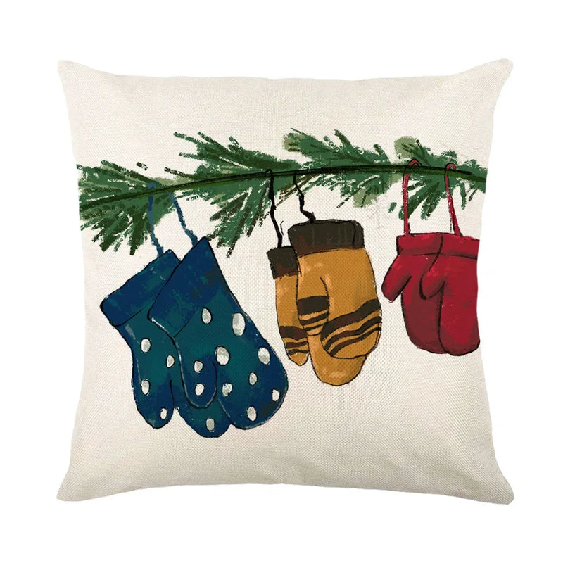 Christmas Decor Pillow Cover 18x18 in Linen Throw - Axyaa Home Decor
