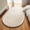 Axyaa Oval Gray Plush Carpet - Soft Fluffy Rug for Children's Bedrooms