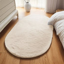 Axyaa Oval Gray Plush Carpet - Soft Fluffy Rug for Children's Bedrooms
