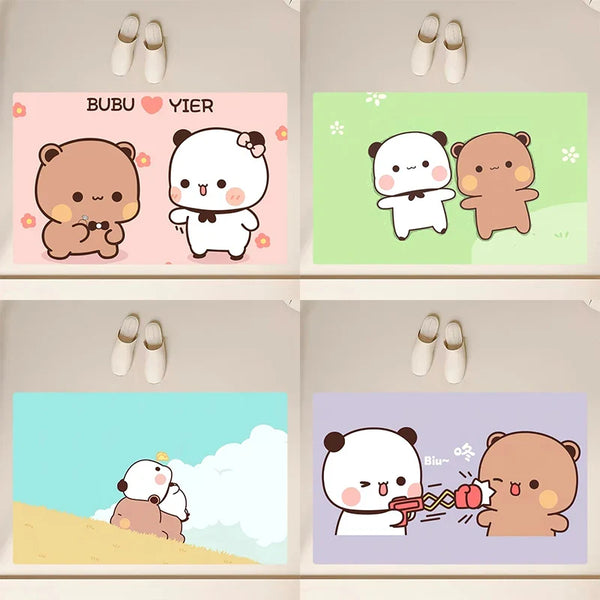 Axyaa Bear Print Door Mat - Non-Slip Absorbent Kitchen Rug