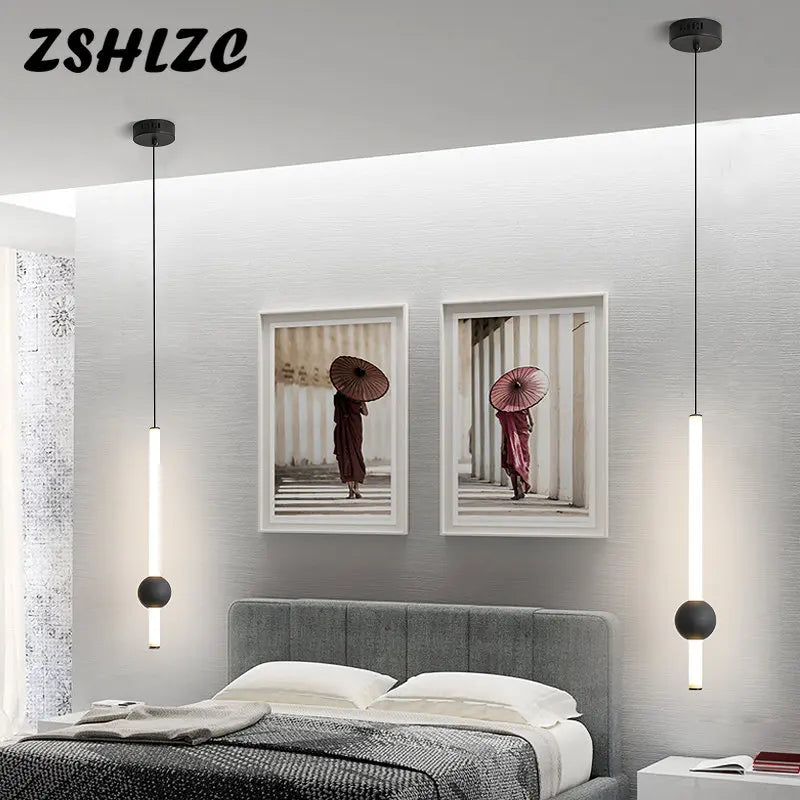 Axyaa Nordic Lustre Black LED Pendant Light for Bedroom and Living Room
