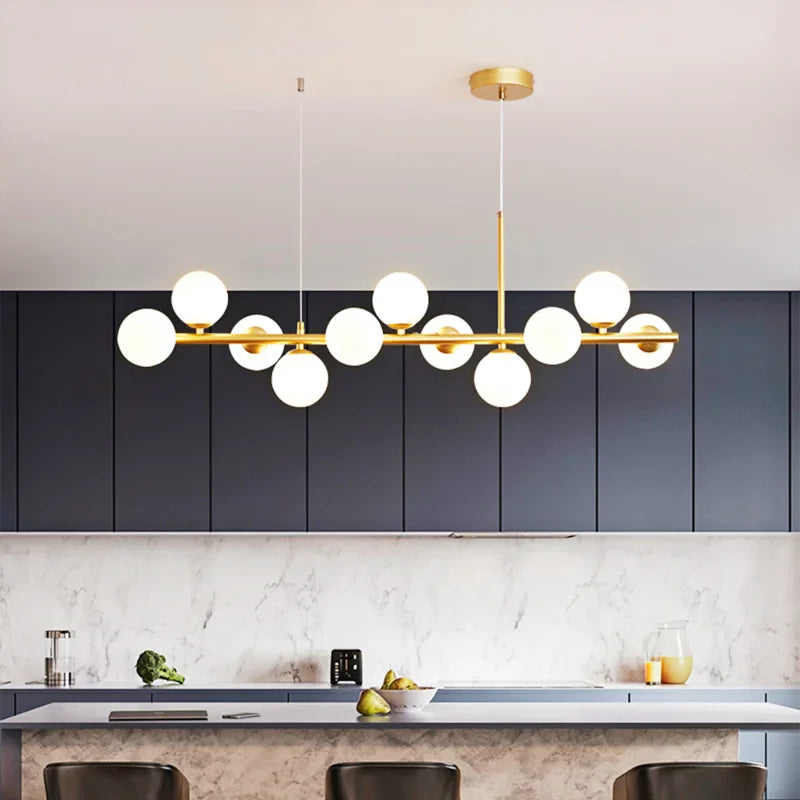 Nordic Modern Golden Glass Ball Chandelier by Axyaa - LED Pendant Lights for Home Lighting