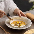 Axyaa White Gold Ceramic Plate Set - Molecular Cuisine Tableware