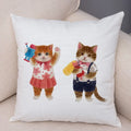 Axyaa Cartoon Cat Decorative Cushion Cover for Home, Sofa, Kids Room