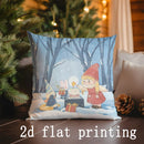 Axyaa Winter Cartoon Print Pillow Covers for Sofa, Bedroom, Car