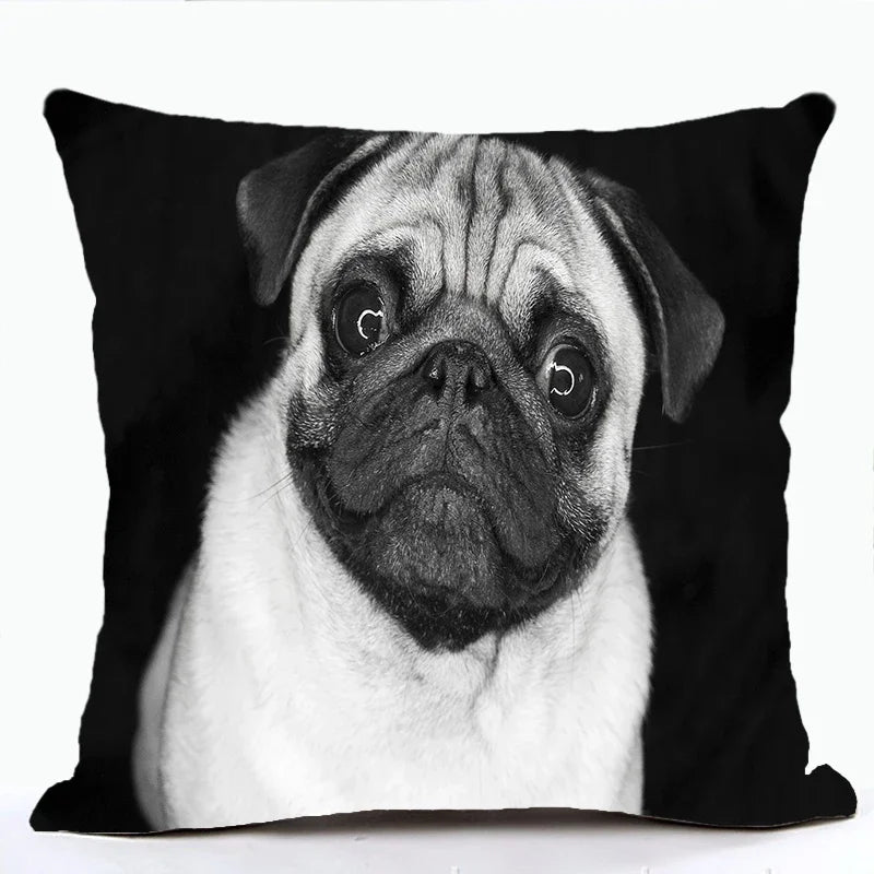 French Bulldog & Pug Dog Pillowcase by Axyaa - Decorative Animal Polyester Cushion Cover