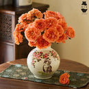 Axyaa Rose Hydroponic Ceramic Vase with Hand-Painted Cat, Living Room Decor