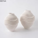 Axyaa Wrinkled Art Ceramic Vase for Flower Arrangements, Hydroponics, and Decor