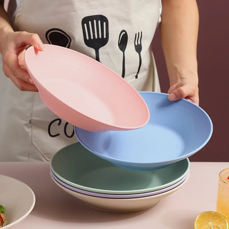 Axyaa Wheat Straw Soup Bowl Plastic Tableware, Microwavable Dinner Plate, Kitchen Utensils