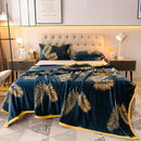 Axyaa Leaf Print Flannel Blanket: Soft Plush Bedspread for Sofa & Bed