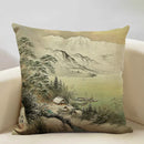 Axyaa Japanese Landscape Ukiyo Style Cushion Cover 45x45cm Art Decor Linen Pillow Case