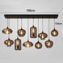 Nordic-Style Ash Glass Island Table & Pendant Lamp Set by Axyaa