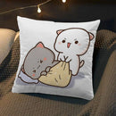 Axyaa Peach Cat Soft Cushion Cover 45x45 for Bed Sofa Home Decor