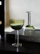 Axyaa Thick Stem Green Top Champagne Coupe Cocktail Glasses Set
