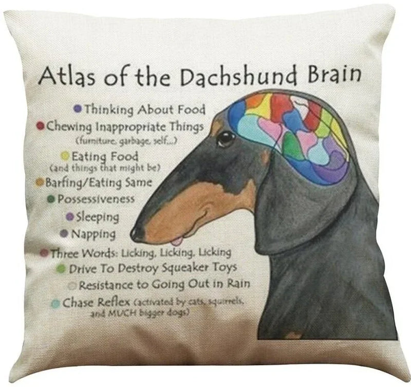 Dachshund Linen Pillowcase 45*45cm by Axyaa: Cozy Decor for Car, Bedroom, Sofa & Kids