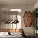 Axyaa Rattan Bamboo Woven Lantern Chandelier - Wabi Sabi Style Pendant Light