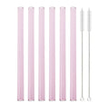 Axyaa Glass Straws Set of 6 with Cleaning Brushes | Reusable Colourful Drinking Straws