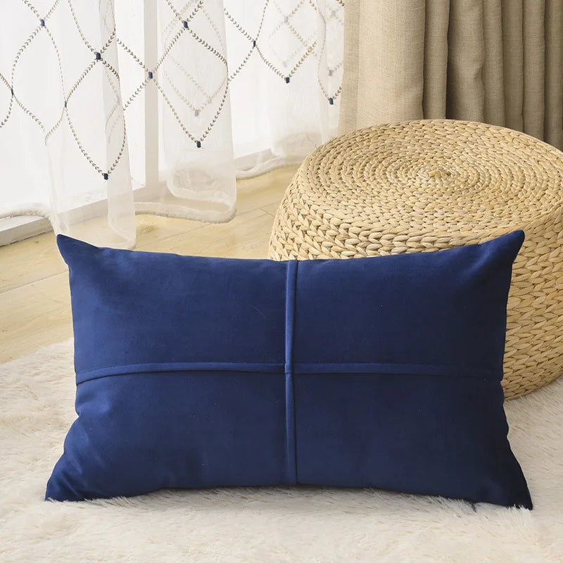 Axyaa Velvet Cross Lumbar Cushion Cover - Cozy Home Decor Pillow Case 30x50cm