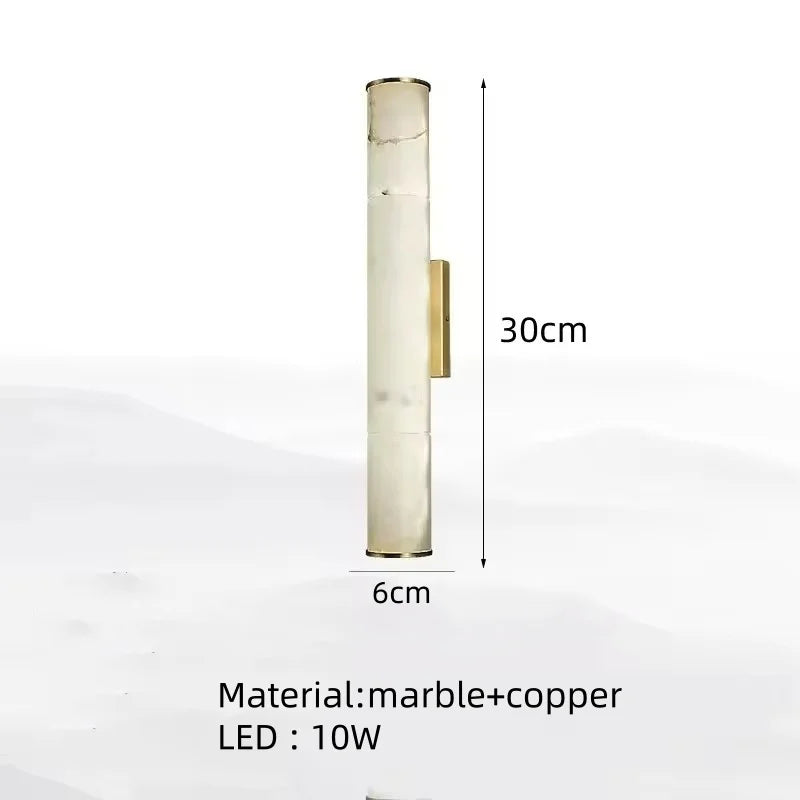 Natural Marble LED Wall Lights by Axyaa - Copper Parlor Dining Room SconcesLuxury Bedroom Art Deco Drop