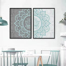 Axyaa Bohemian Mandala Blue Wall Art Canvas Painting for Home Decor