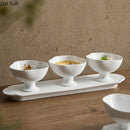 Axya Irregular High Foot Ceramic Bowl Set for Desserts, Snacks, and Sushi