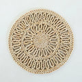 Rattan Straw Wall Hanging Decor by Axyaa - Handmade Round Frame Ornament & Table Mat