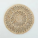 Rattan Straw Wall Hanging Decor by Axyaa - Handmade Round Frame Ornament & Table Mat