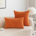 Red Striped Pattern Modern Corduroy Throw Pillow Cover by Axyaa