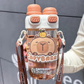 Axyaa Kawaii Cat Bear Kids Water Bottle With Straw - BPA Free, Cute Tumbler