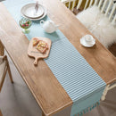 Axyaa Jacquard Plaid Table Runner with Tassels for Farmhouse Decor