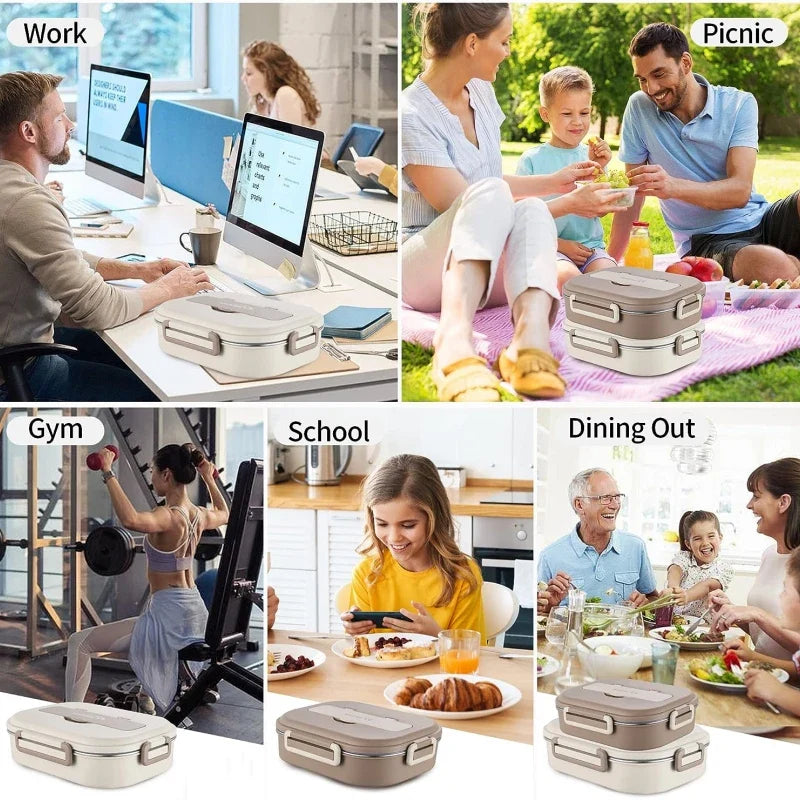 Axyaa Stainless Steel Insulated Lunch Box Set with Bag