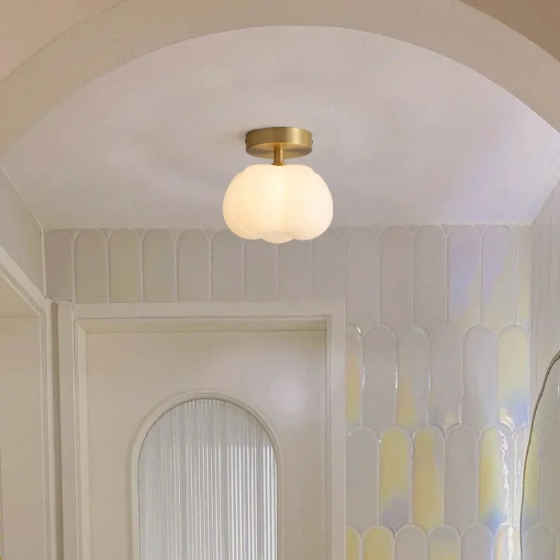 Axyaa Cream LED Ceiling Lamp Halloween Decor Cotton Nordic Lights Fixtures