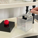 Axyaa Acrylic Cotton Ball & Swab Dispenser Jar - Makeup Organizer for Bathroom Vanity