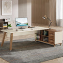 Axyaa 78.7" Executive L-Shaped Desk with Storage Shelves and 55" Cabinet
