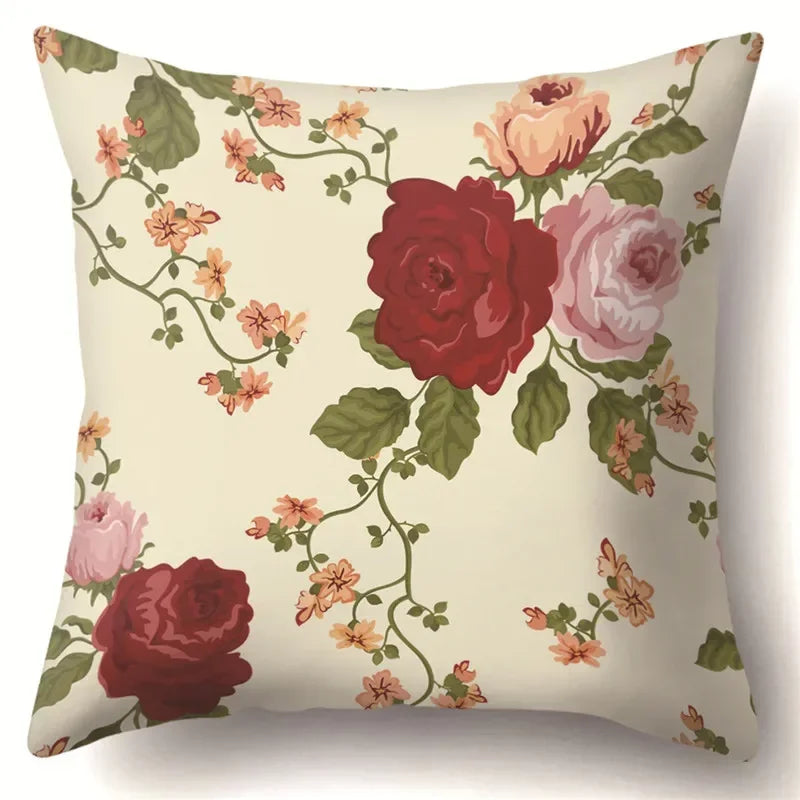 Axyaa Tree Flower Plant Landscape Print Pillow Cover 45X45CM