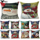 Axyaa Christmas Santa Snowman Pillowcase - Linen Cushion Cover 18*18 inch