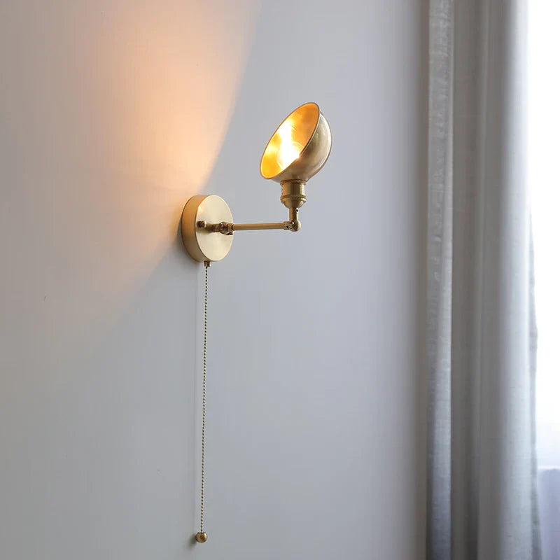 Axyaa Nordic LED Wall Lamp for Bedroom Bedside, Modern Copper Arm, Up Down Rotate, Bathroom Mirror Light