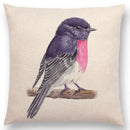 Birds Painting Cushion Cover - Axyaa Collection: Robin, Titmouse, Toucan, Sparrow, Firecrest, Cardinal, Bullfinch