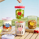 Axyaa Double-Layer Oat Container with Fork, Leak Proof Salad Cup