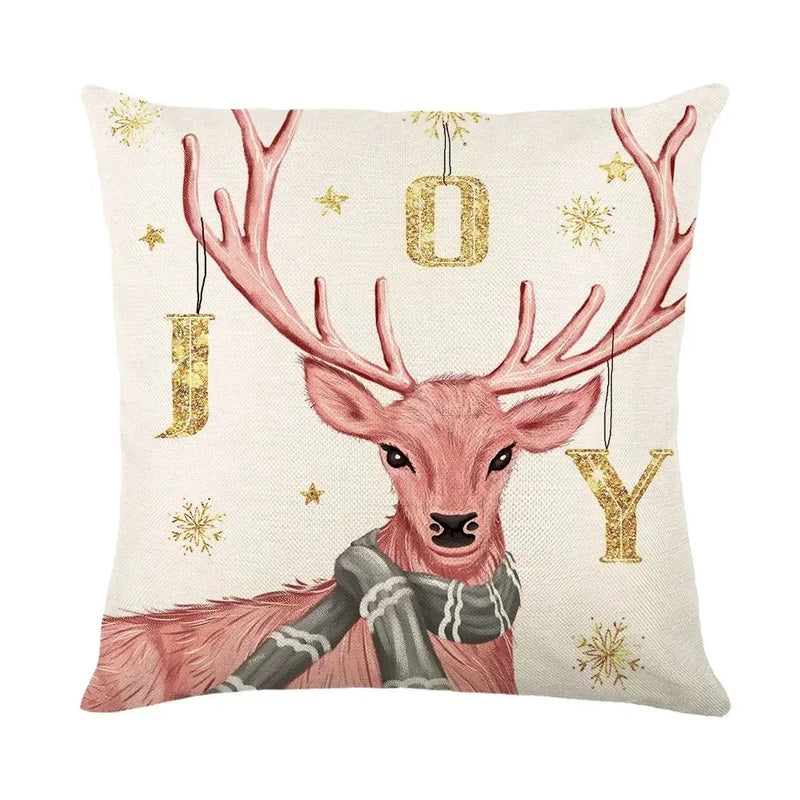 Christmas Party Pillowcase with Santa Claus & Snowman Print for Home Decoration by Axyaa.