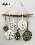 Axyaa Macrame Xmas Ornaments Set | Boho Wall Hanging Christmas Decor