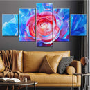 Axyaa Floral Canvas Wall Art Decor Prints - Blue Aesthetic Flower Painting Poster